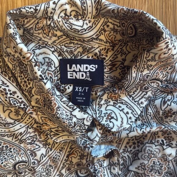 LANDS END long sleeve button up blouse with belt sz XS (2-4) - Picture 2 of 5